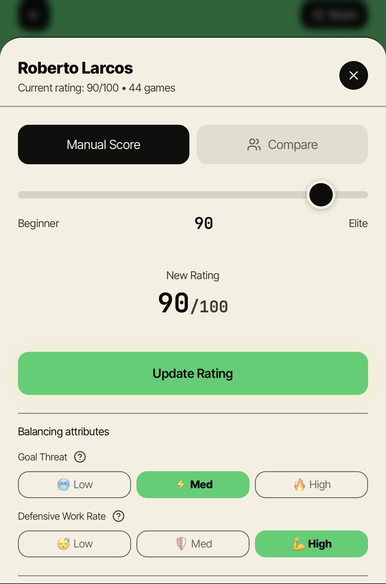Teams sorted - Megs app screenshot
